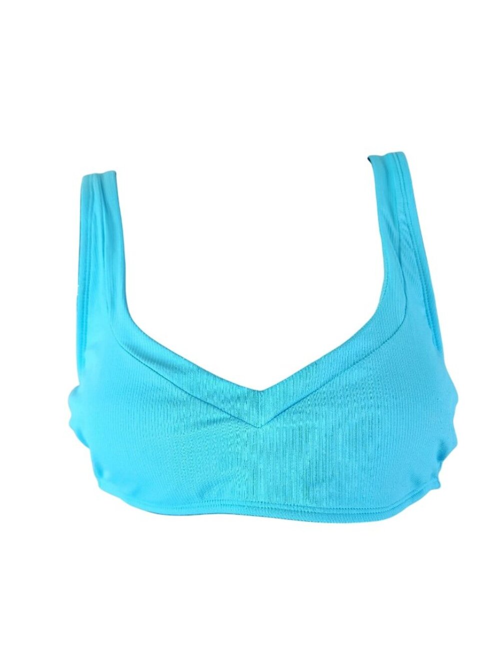 Juniors Xhilaration Blue Ribbed V-Neck Bralette Bikini Top Size L 8-10